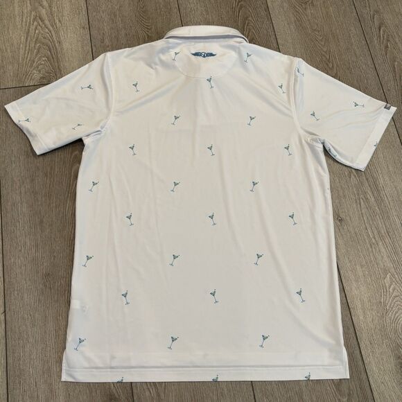 Straight Down Golf Polo Shirt Mens M White Martini Glasses All Over Performance - Picture 5 of 6